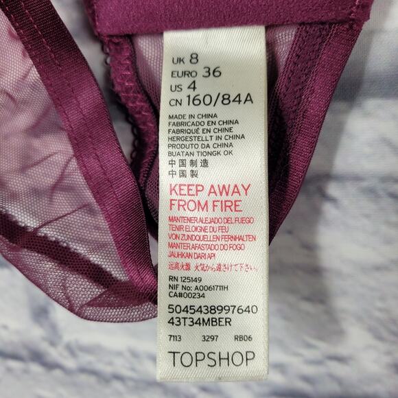 Topshop Embroidered Mesh Floral Racerback Bralette size 4 - Picture 11 of 12